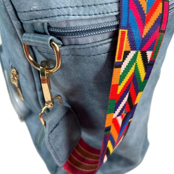 Backpack Purse Blue Vegan Leather Detachable Shoulder Strap Back & Inside Pocket main image 11